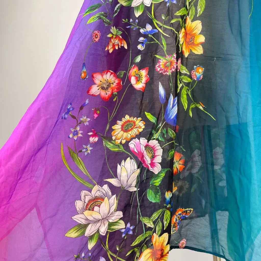 NWOT Johnny Was Ombre Garden Easy Swim Cover-Up Dress Silk Blend Floral KIMONO S - Image 6