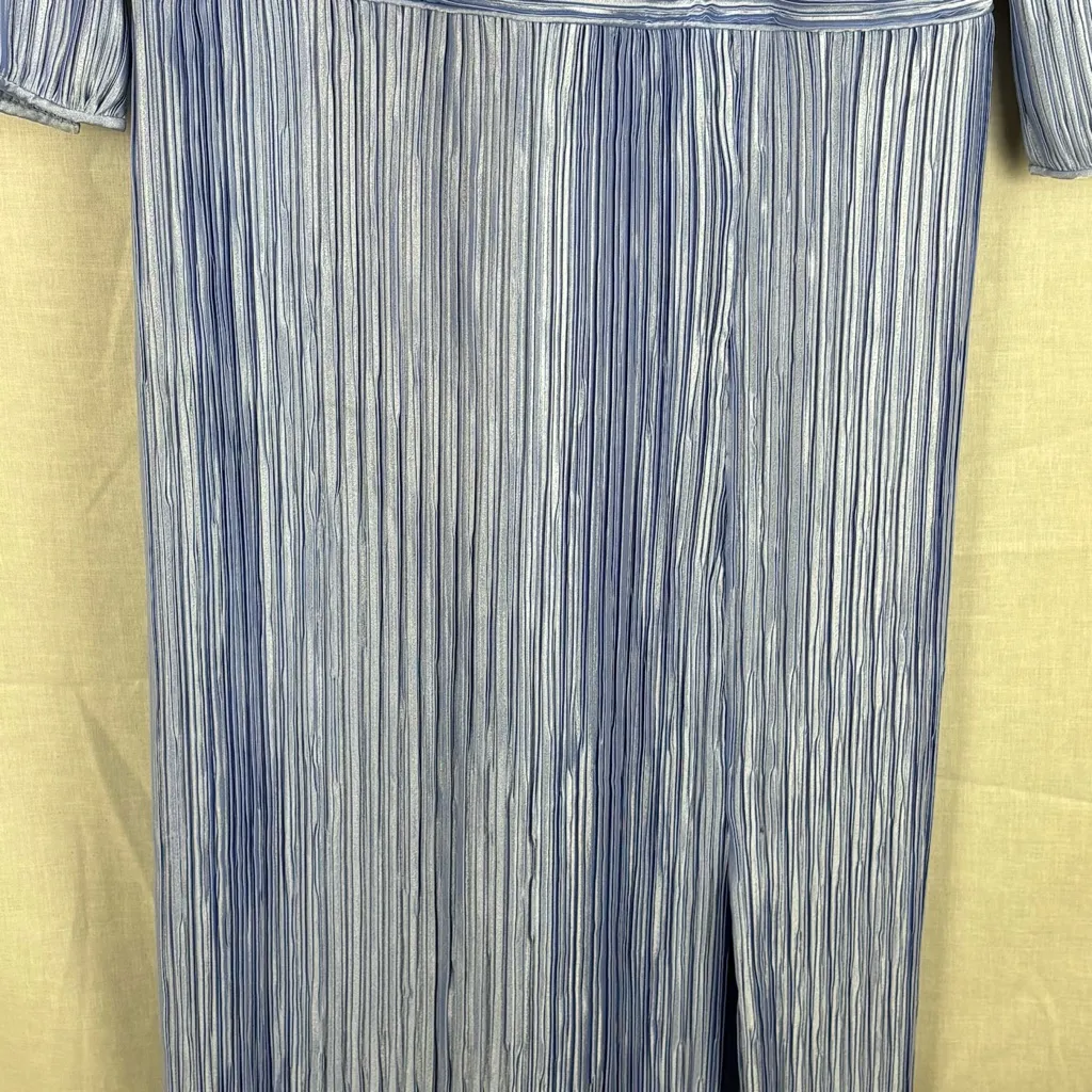 Vintage George F. Couture Periwinkle Pleated Formal Maxi Dress Blue Size 6 - Image 4