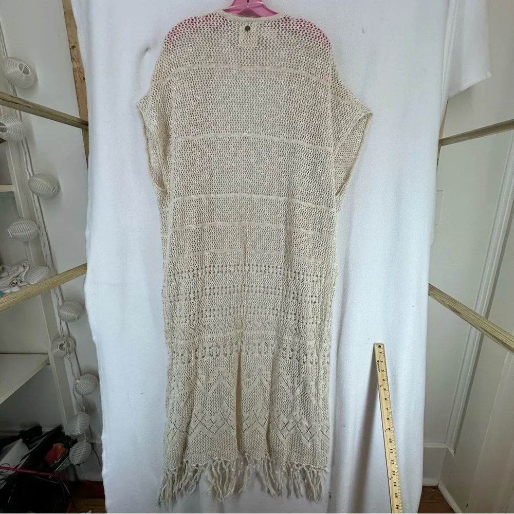 Billabong Open Knit Fridge Long Cardigan Women’s Medium Beige - Image 6
