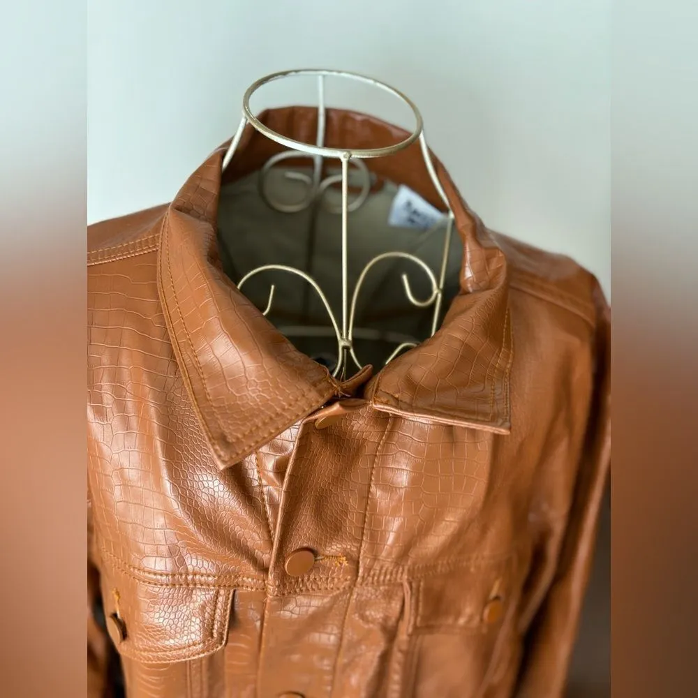 Princess Polly tan faux leather jacket L/XL - Image 8