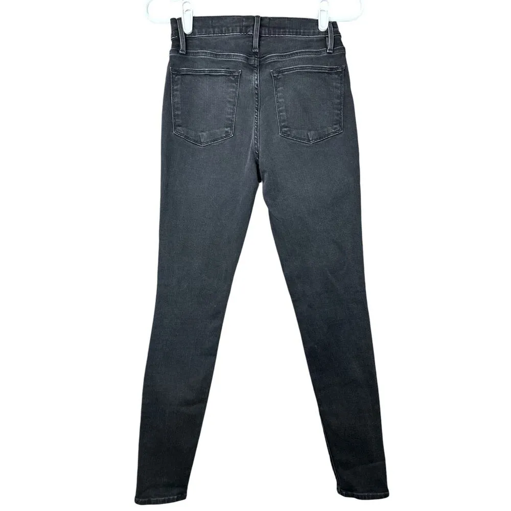 Frame Black Dark Wash Double Snap Fly ‘Le High Skinny’ High Rise Jeans Size 26 - Image 2