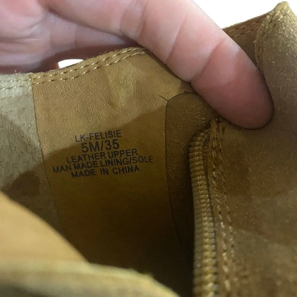 Lucky Brand Felisie Waterproof Honey Suede Fringe Ankle Boots size 5 M - Image 3