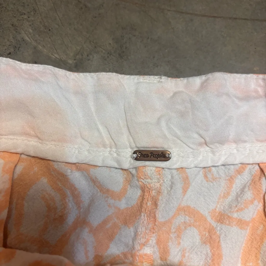 Free People Love So Right Wide Leg Womens 2 Hippie Boho Pants Peach flowers - Image 2