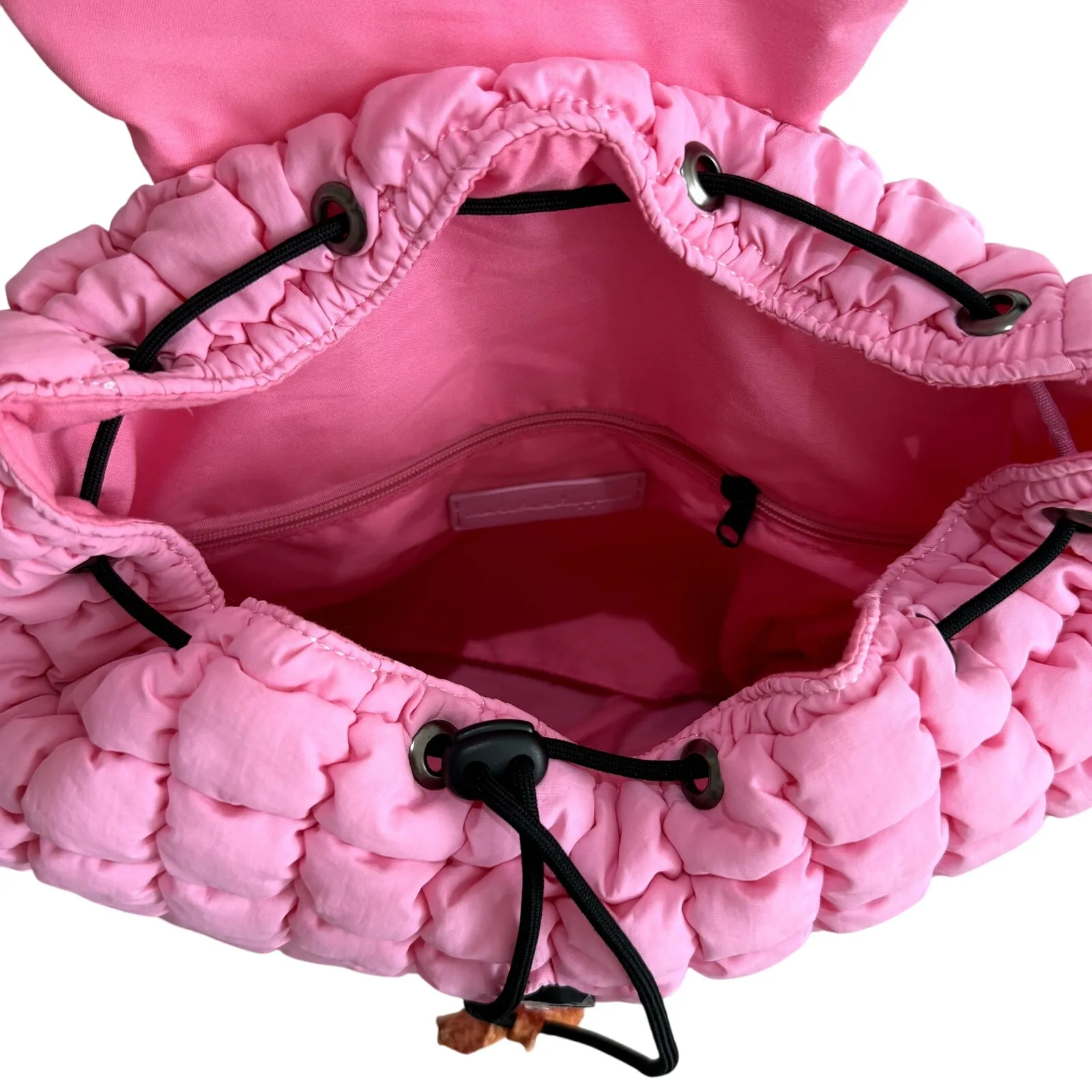 Malibu Hippie Puffer Quilted Backpack in Pink - Image 2