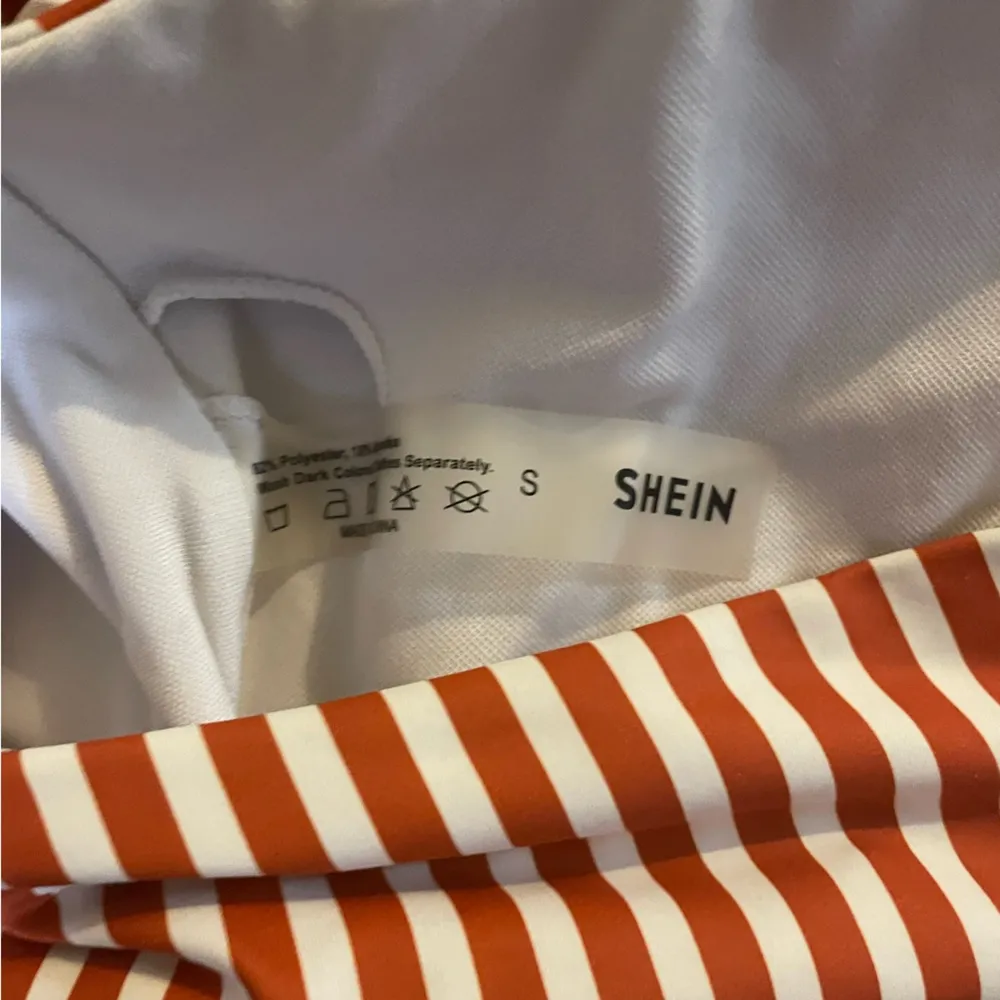 Women’s orange and white vertical striped cut out monokini/one piece swimsuit - Image 6