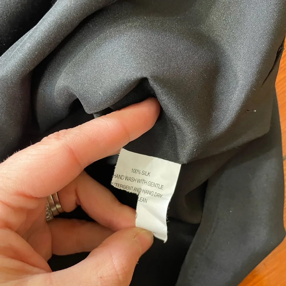 Marie Oliver Black Silk Feather Fringe Sleeve V-Neck Mini Shirt Dress - Sz XS - Image 12