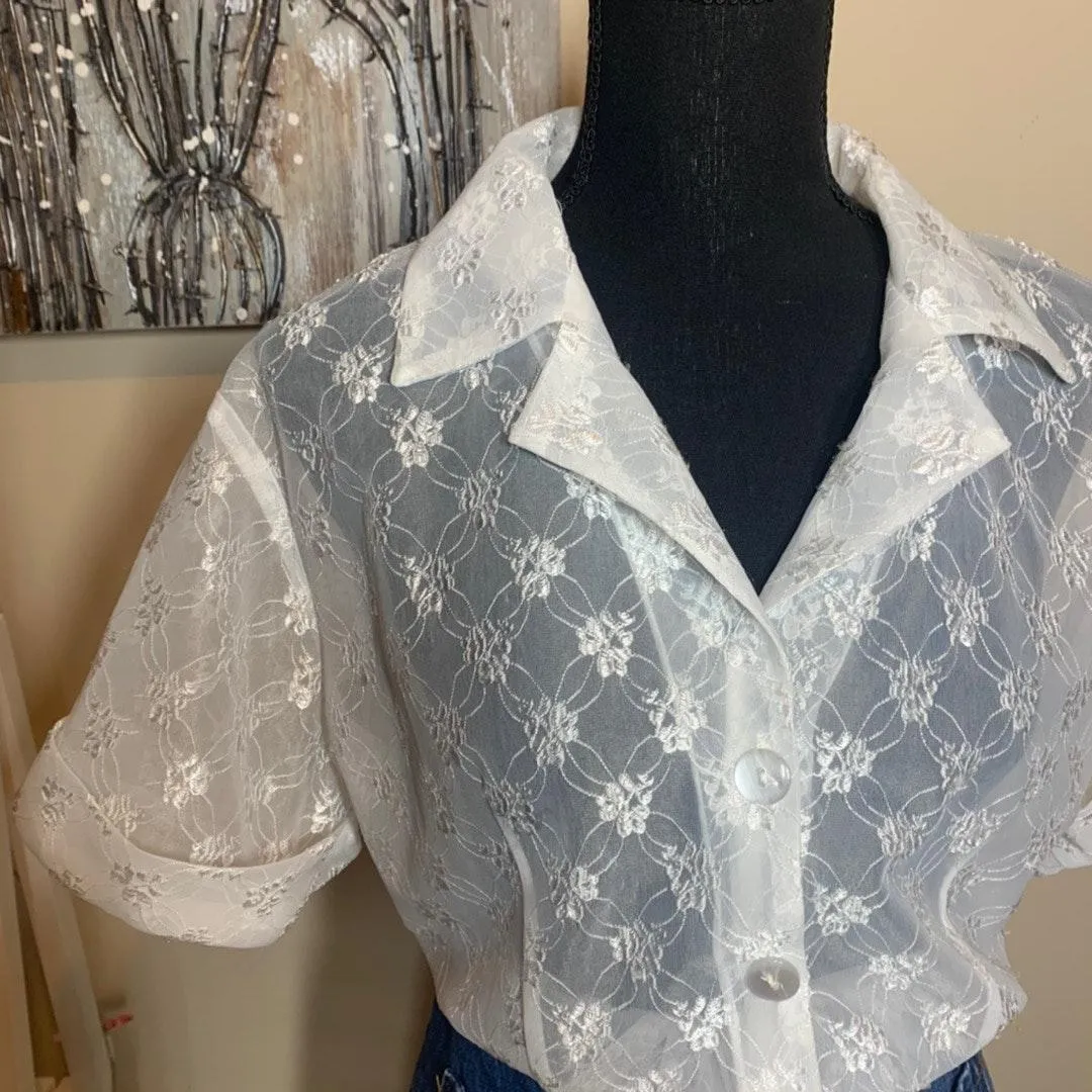 Embroidered Blouse White Size M - Image 4