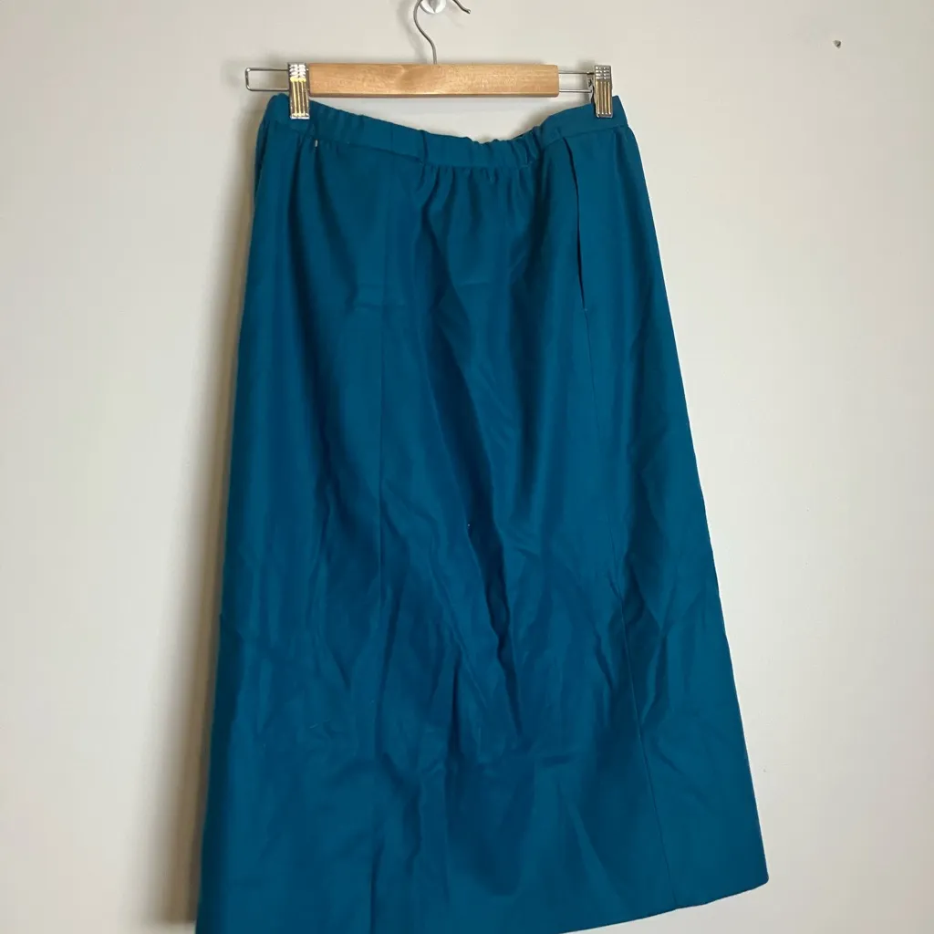 Vintage Pendleton Virgin Wool Women's Aqua Green Blue Skirt - Image 12