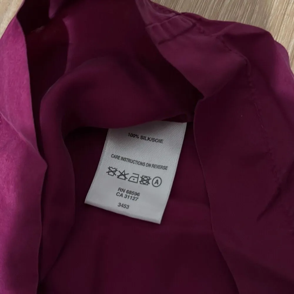 Vintage DKNY 100% Silk Blouse Purple Top Size Medium - Image 8