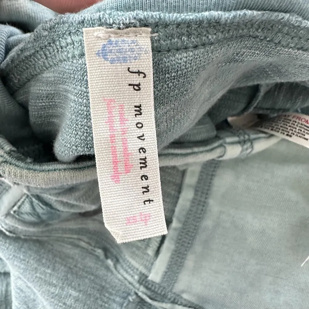 Free People Catch Me If You Can Leggings XS Moto Snap Button Cotton Patchwork Green - Image 10