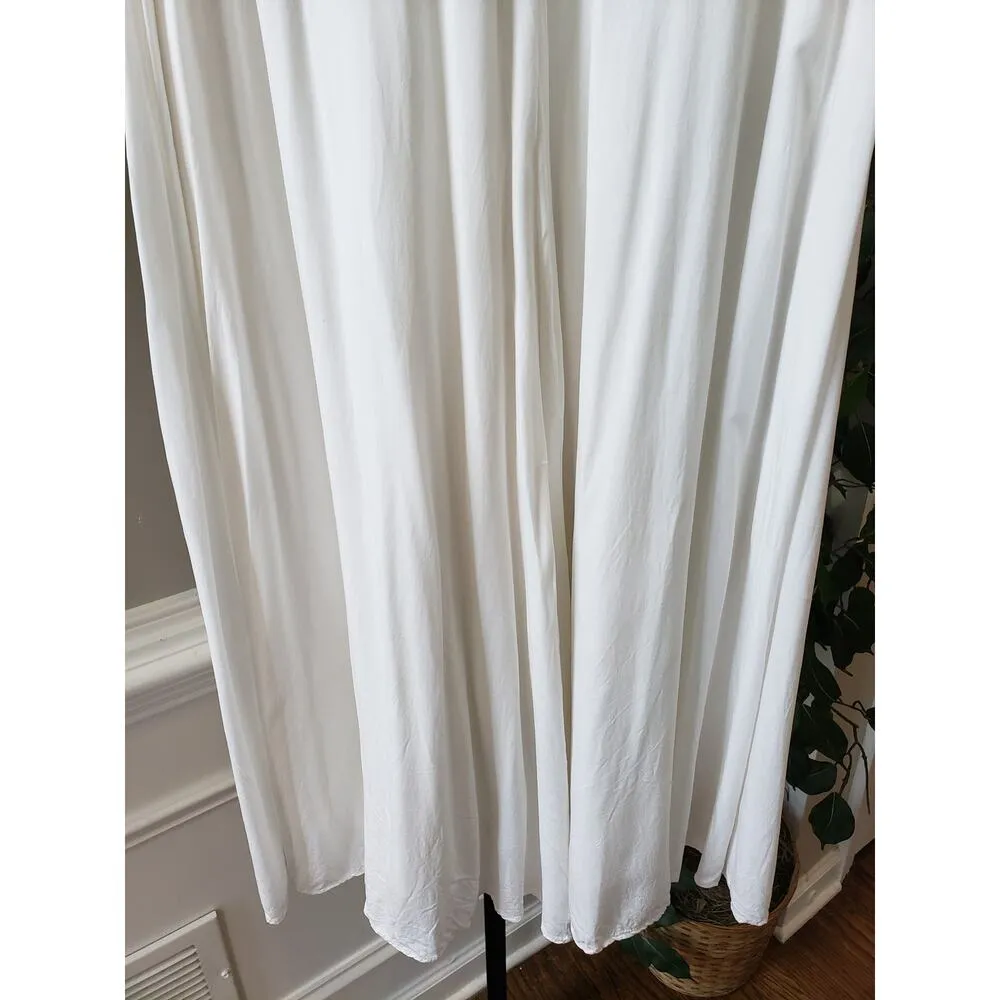 Aakaa Trouser Pants Women's M White Solid Elastic Waist Pull On Wide Leg Coastal - Image 10