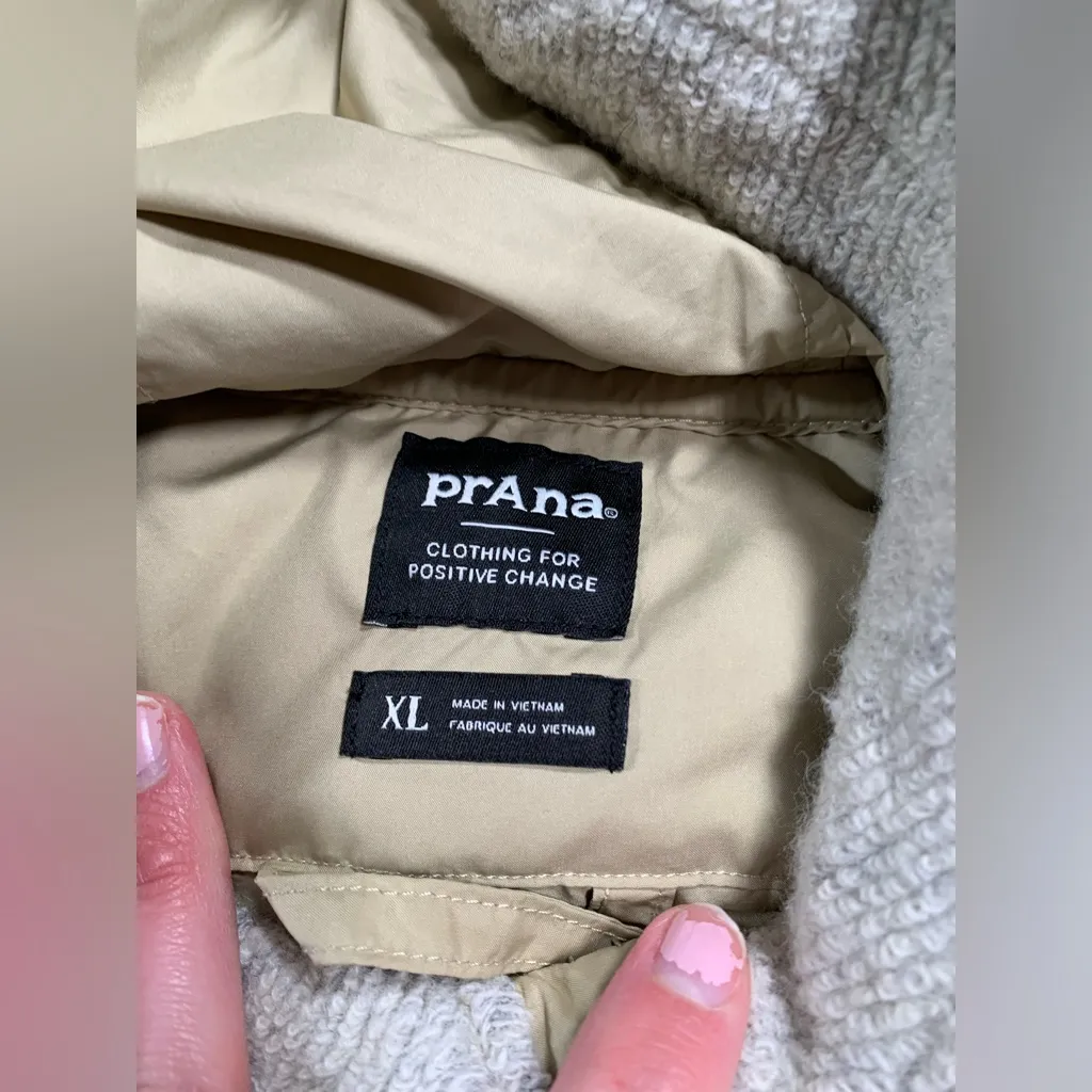 Prana wooly bird fleece half zip jacket Beige and Cream sandstone XL - Image 7