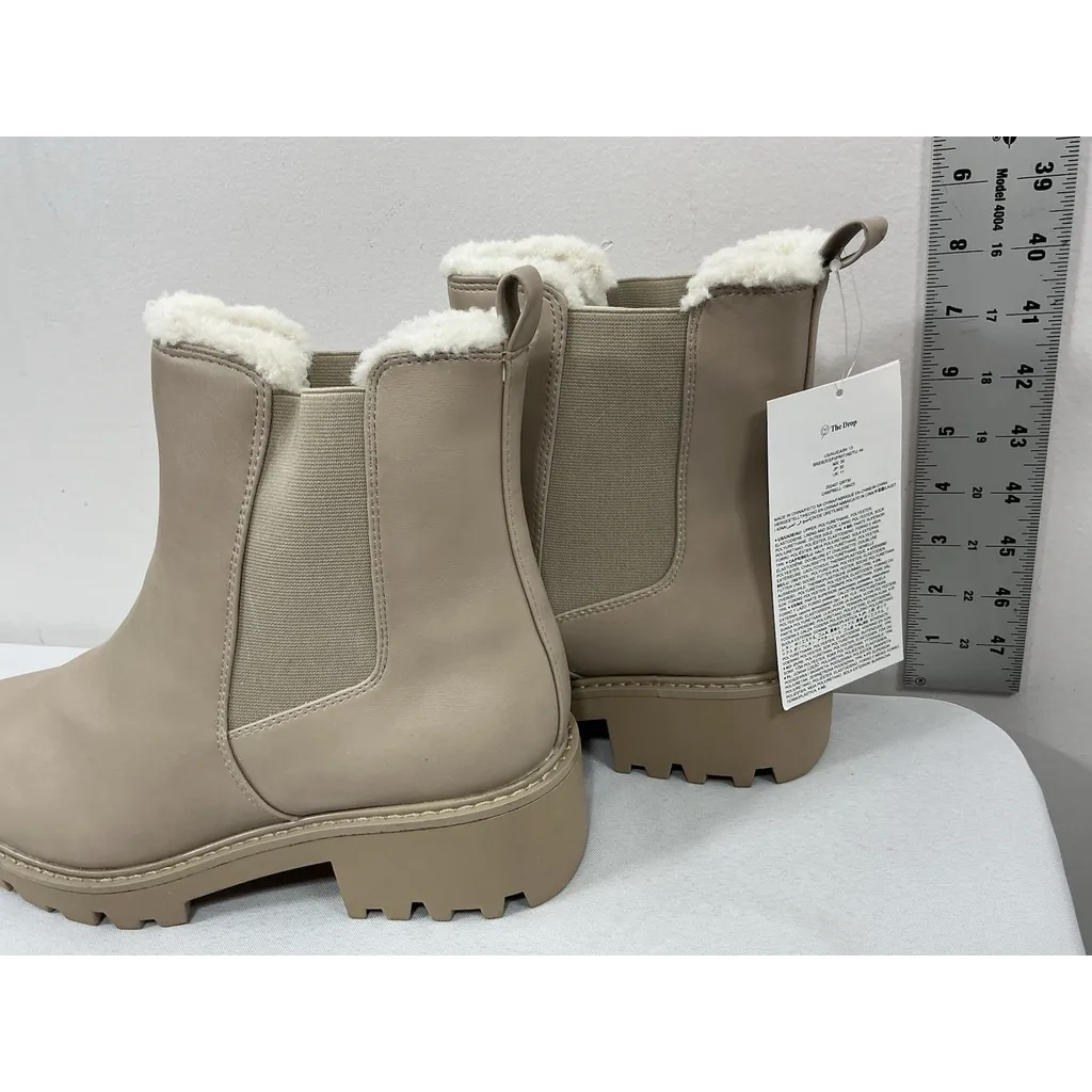 Womans The Drop Pullon Ankle Boots Size 13 M Beige Chunky Heel Elastic Ankle Nwt Tan - Image 3