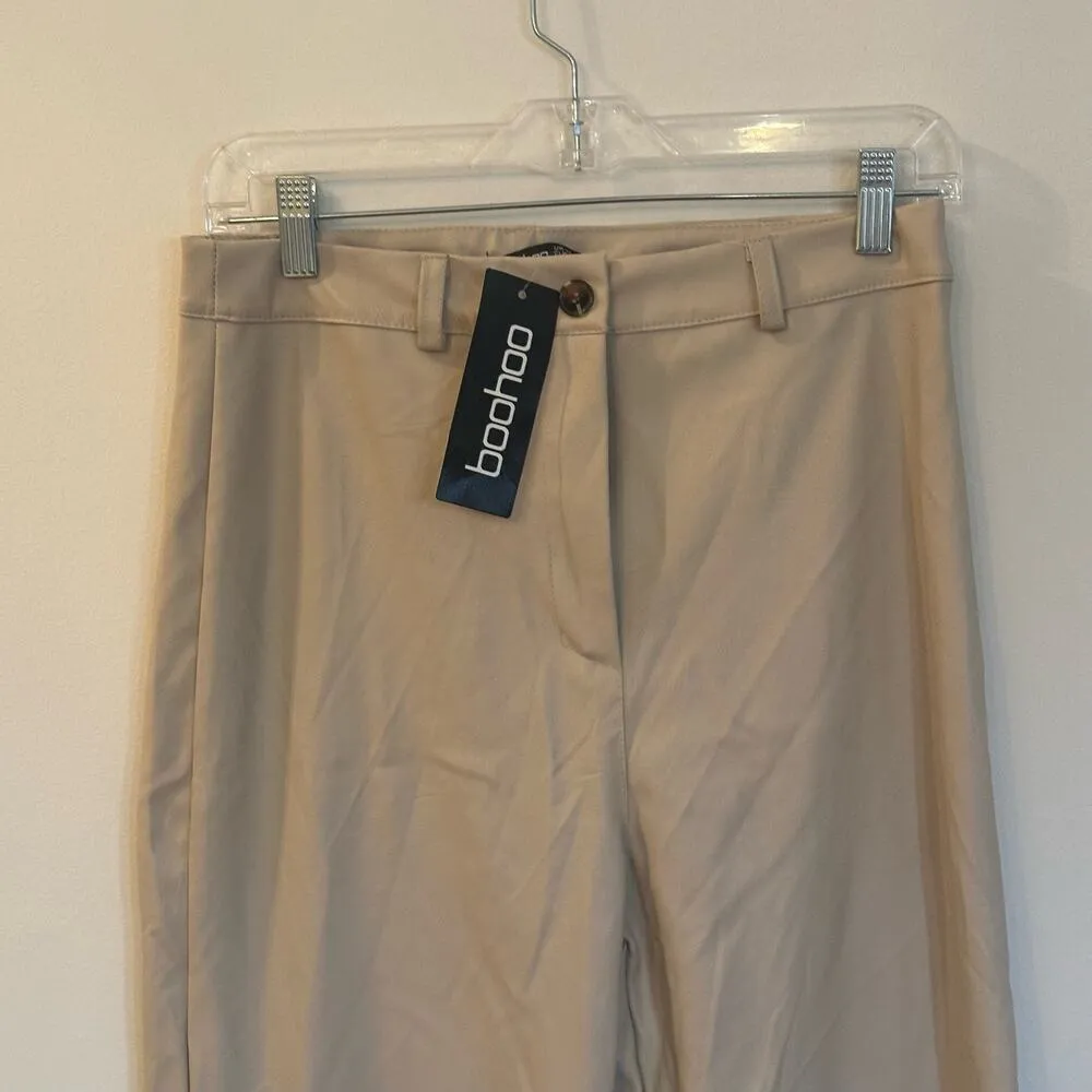 BooHoo Faux Leather Pants Cream Color sz 8 - Image 3