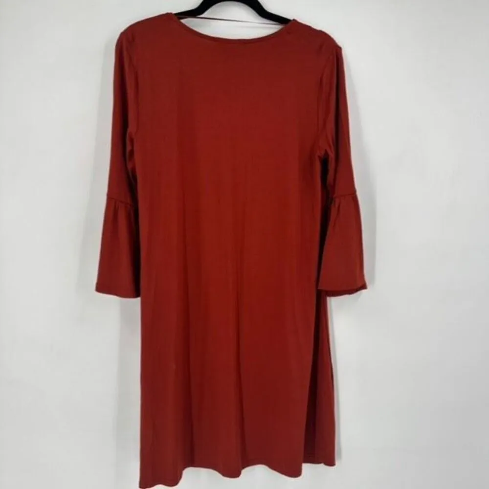 NWT New Directions Womens Julianna Bell Sleeve Crepe Dress Rustoxide Medium Rust Orange - Image 7