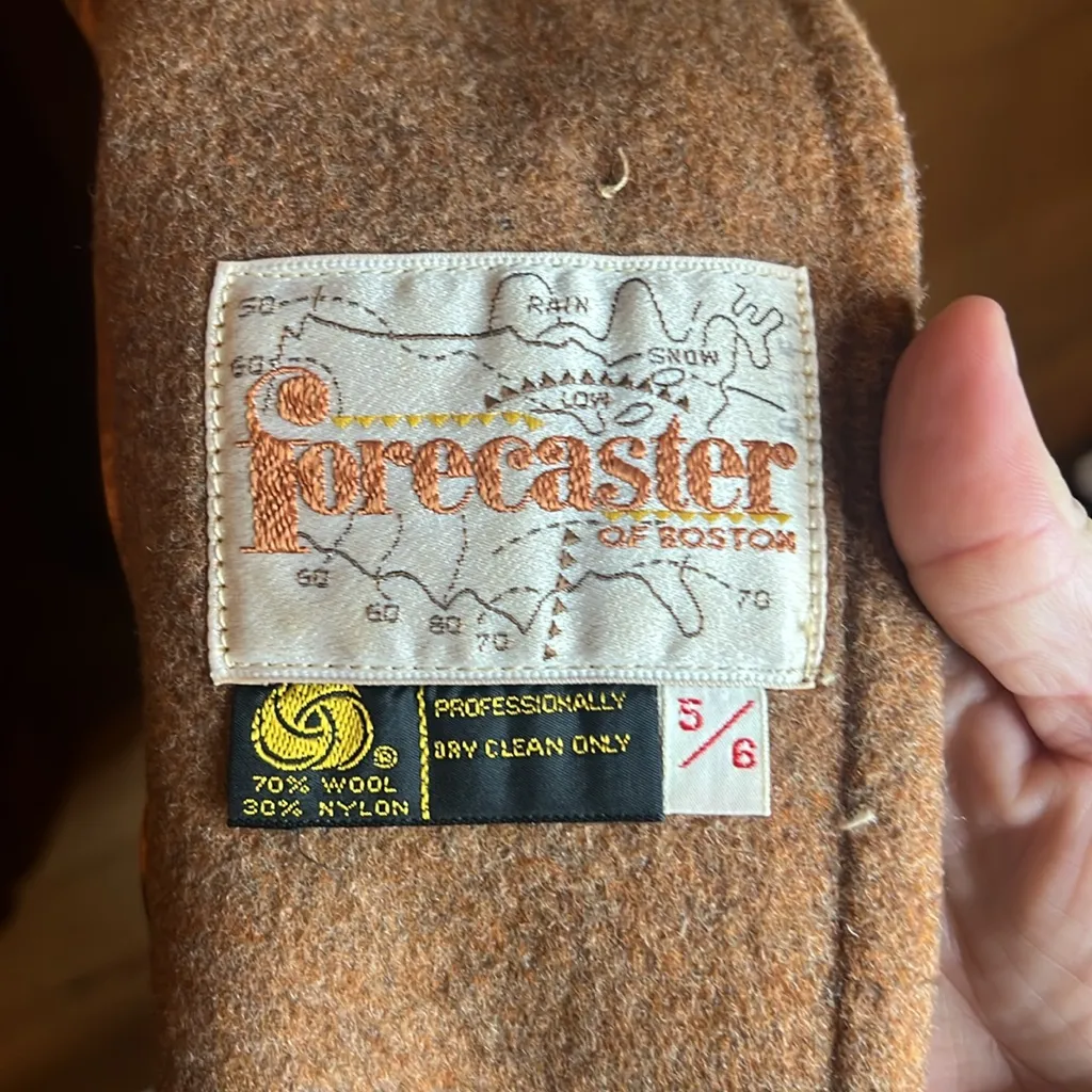 Vintage Forecaster Boston Brown Midi Pea Coat Union 70s 80s Heavyweight Jacket Size 6 - Image 4