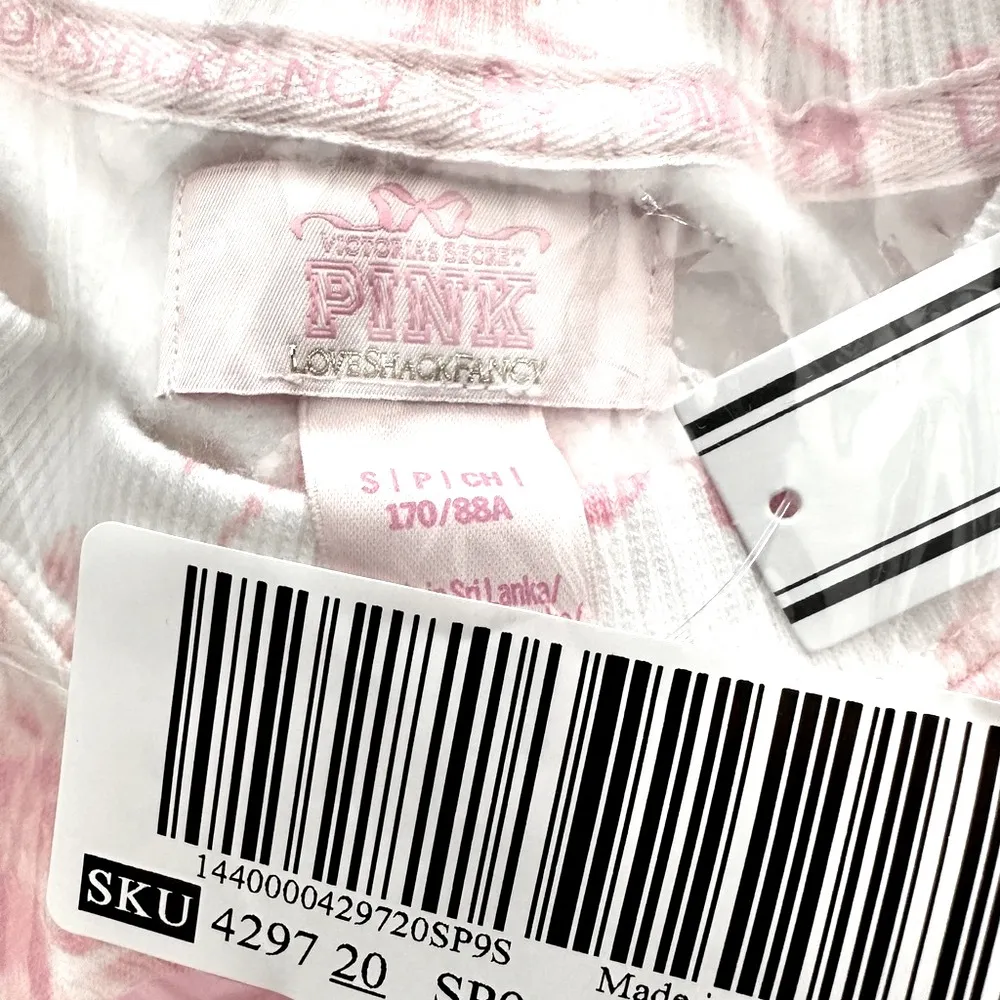 NWT 🌸PINK x LoveShackFancy🌸 Pink & White Oversized Signature Sweatshirt Size S - Image 8