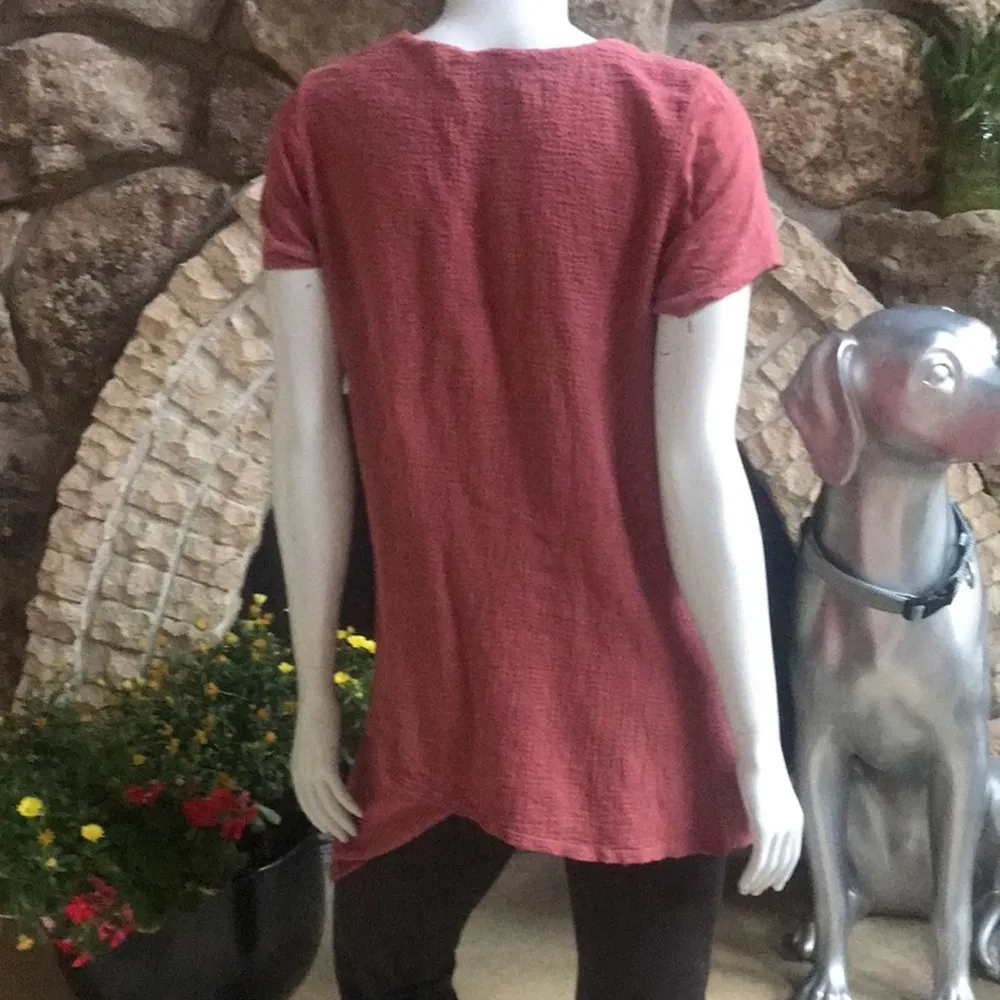 Soft Surroundings Cotton Modal Overlay Short Sleeve Pink Shirt Women's Size S - Image 3