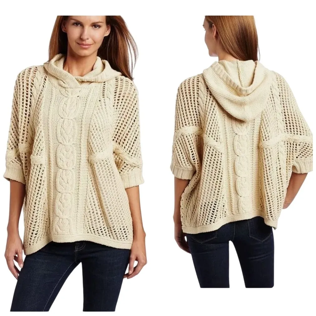 525 America Oversized Knit Hoodie Poncho Sweater S/M - Image 2