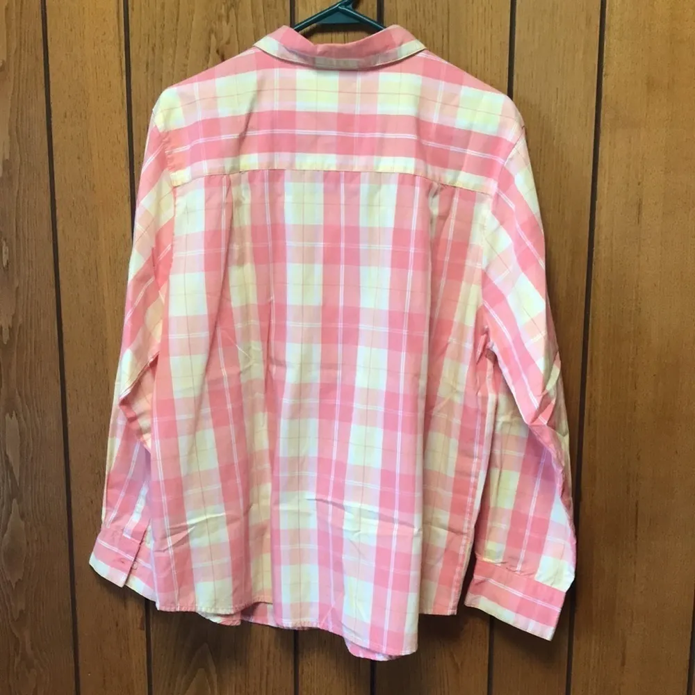 BASIC Editions pink/yellow plaid buttondown - Image 2