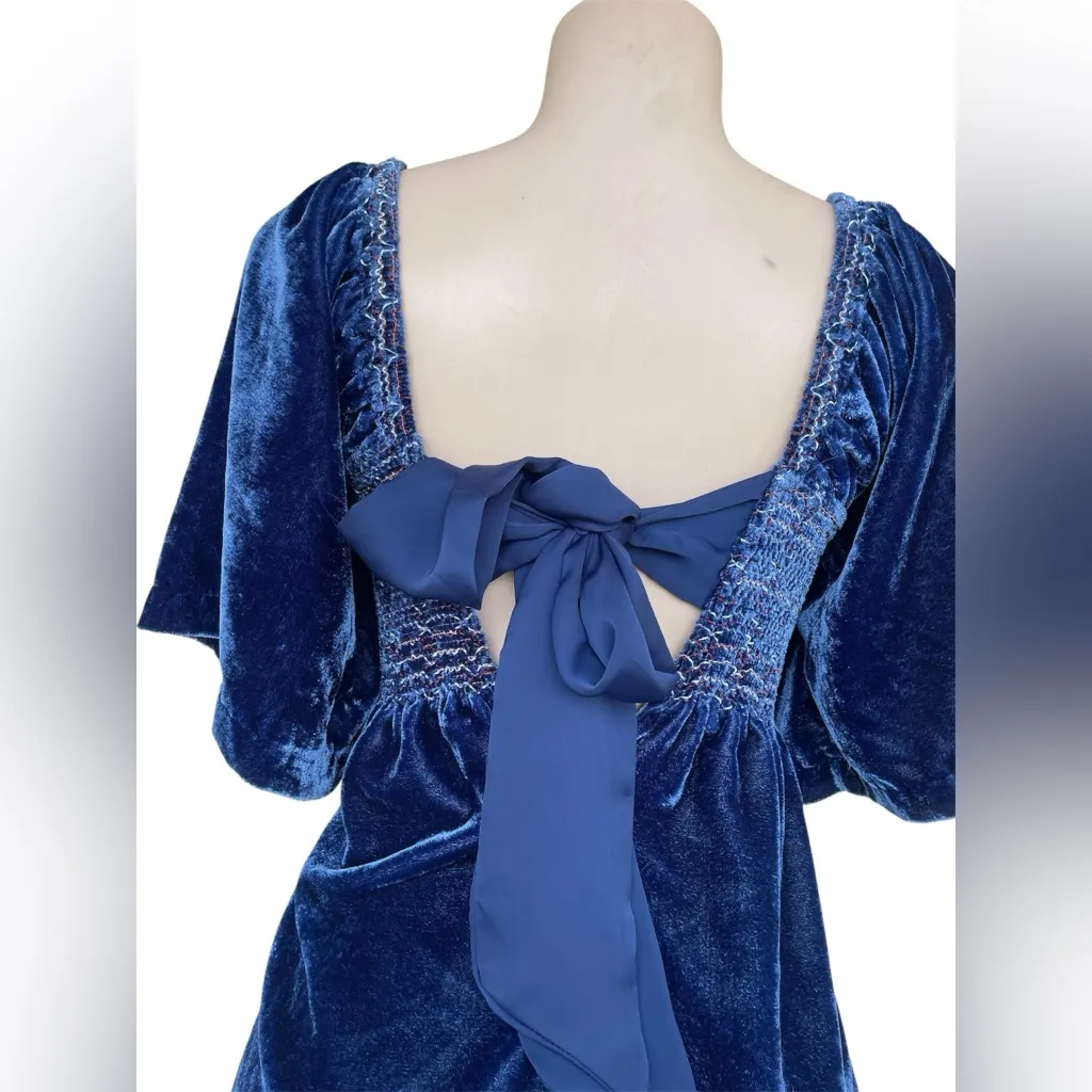 Free People Navy Velvet Backless Dress - Image 7