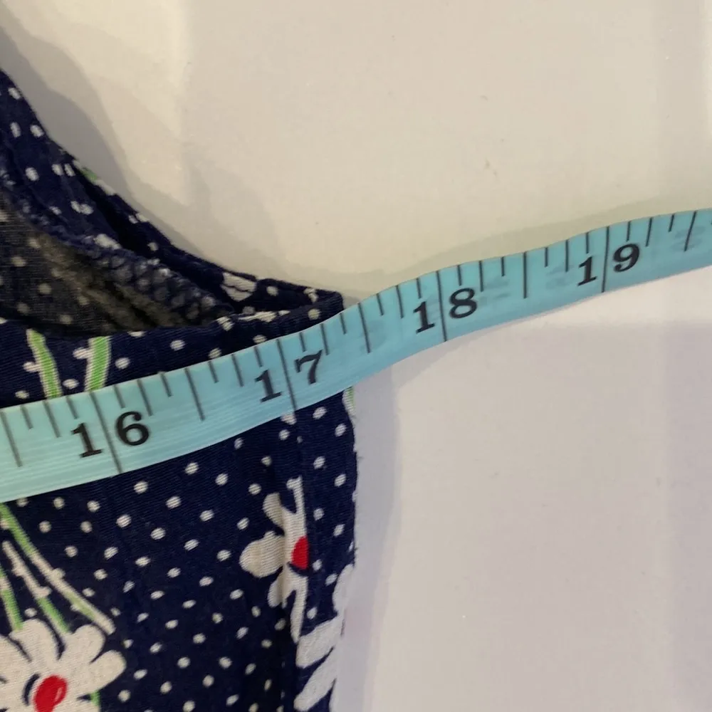 Esprit Sleeveless Mini Slip Dress Floral & Polka Dot Vintage Zipper Sz Sm Navy - Image 9