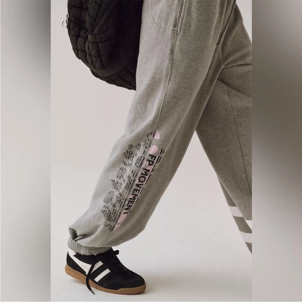 Nwt Free People Movement All Star Logo Pants Heather Grey Small Gray - Image 2