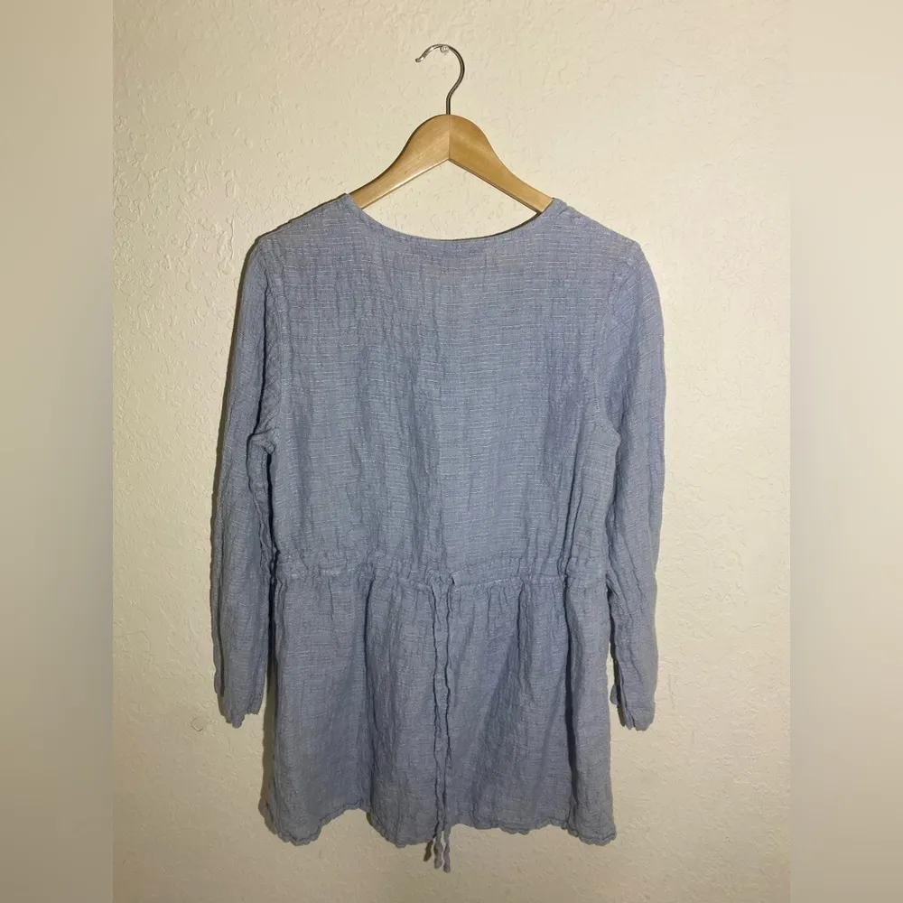 FLAX 100% Linen Blue Long Sleeve Top‎ ( S ) - Image 5