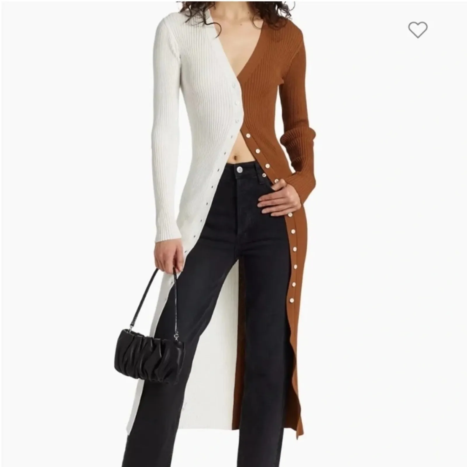 Staud Shoko Sweater Dress in Tan White L - Image 9