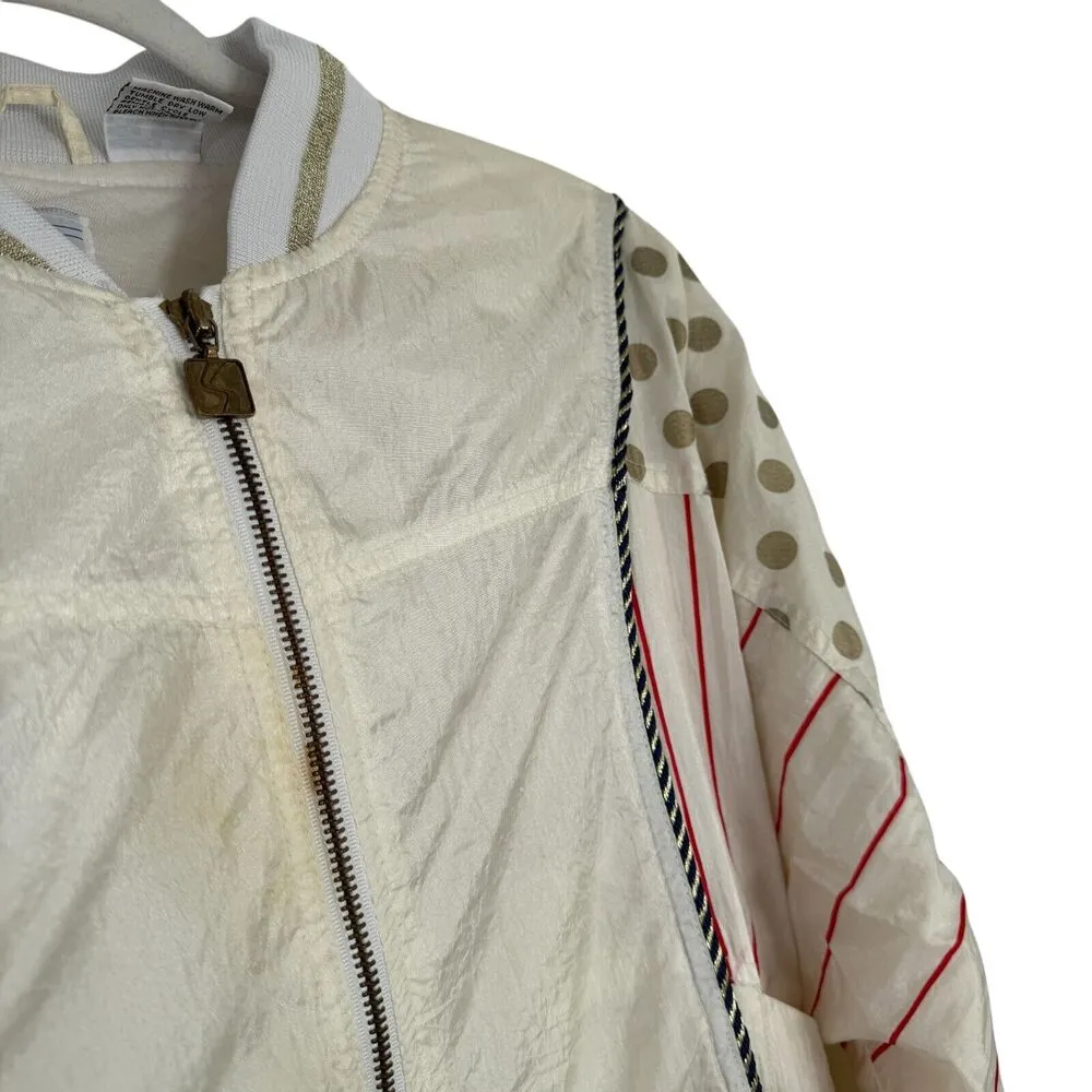 Genuine Stuff Atlanta Braves Baseball Vintage Bomber Varsity Jacket Womens Med - Image 3