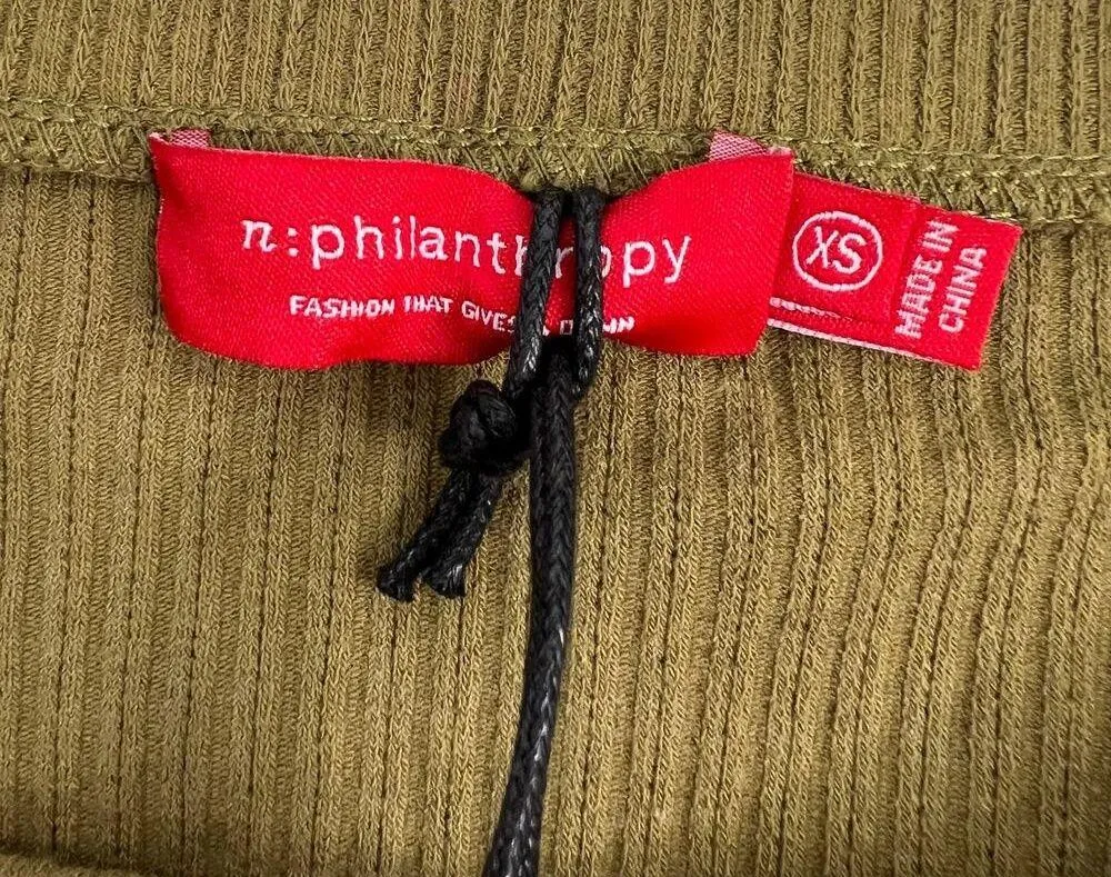 n: Philanthropy Langley Bodysuit Olive Green Ribbed Thong Chic Indie SZ XS NWT - Image 9