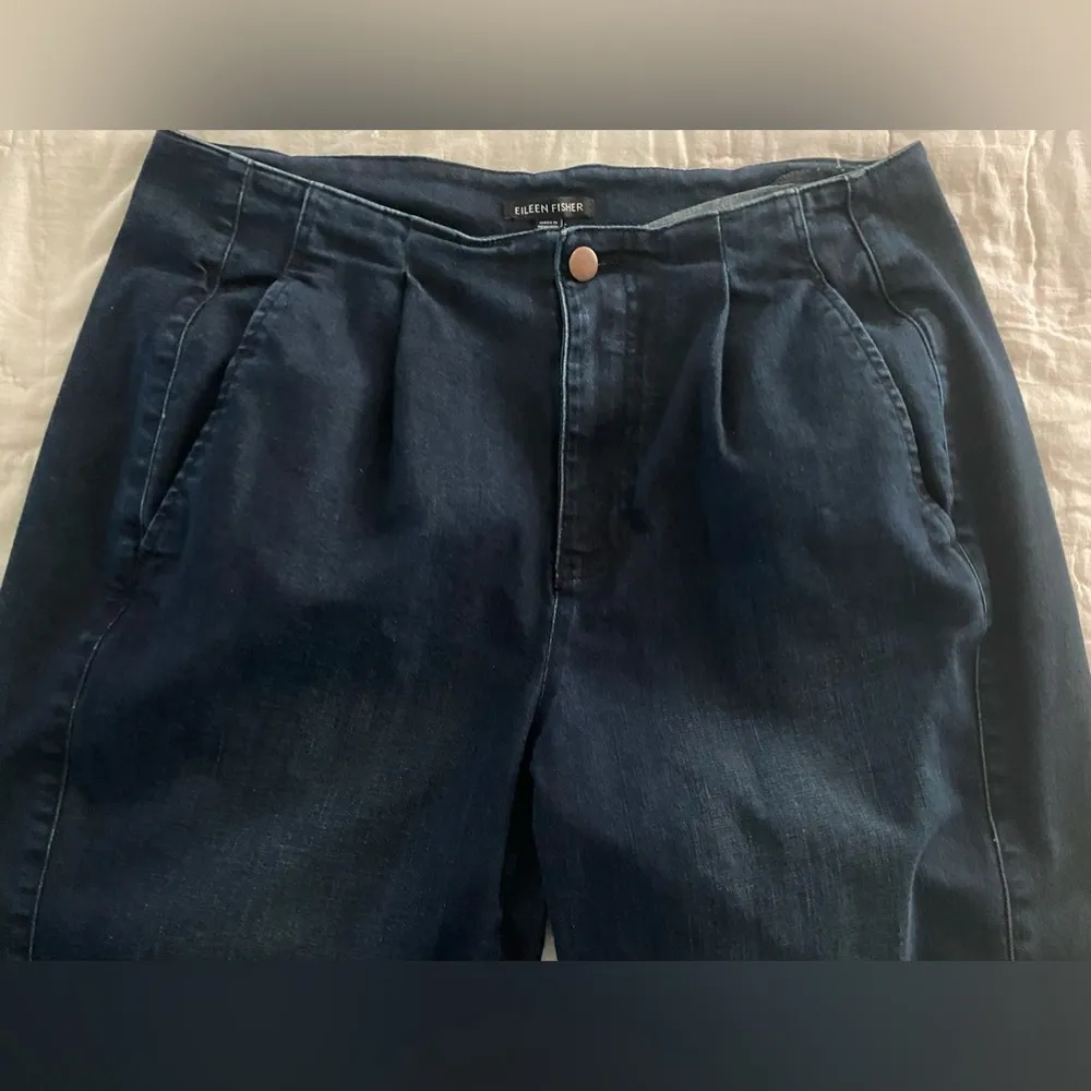 Eileen Fisher Size 10 Jeans Organic Cotton Paperbag Skinny Tapered Preppy Denim - Image 3