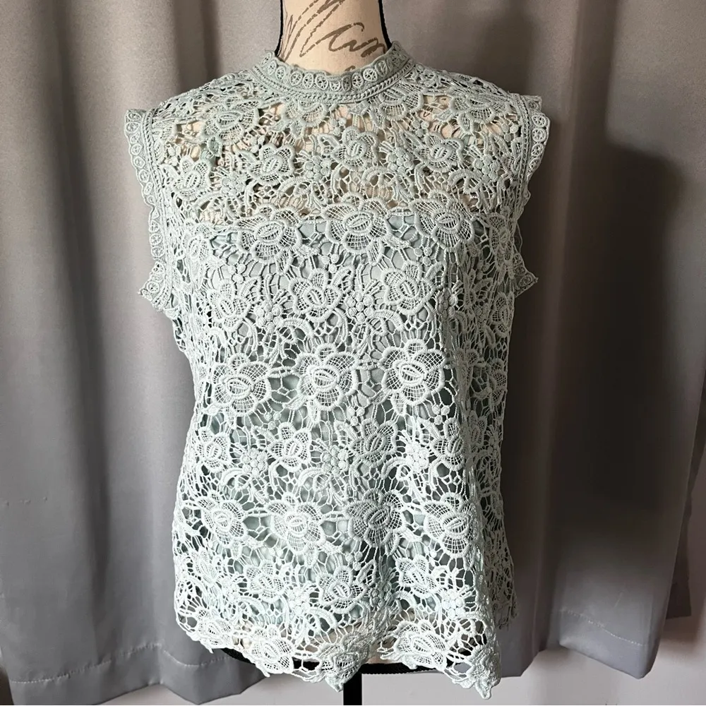 Nanette Lepore Lace Blouse Tank Top size large - Image 8