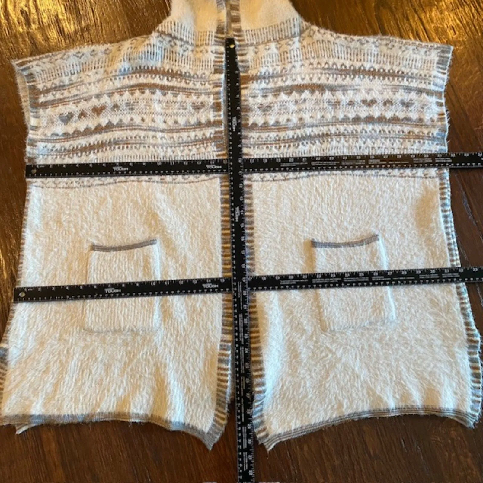 Boho Poncho Hooded Shawl Cardigan Cozy Sweater Coat One Size Cream Brown - Image 10