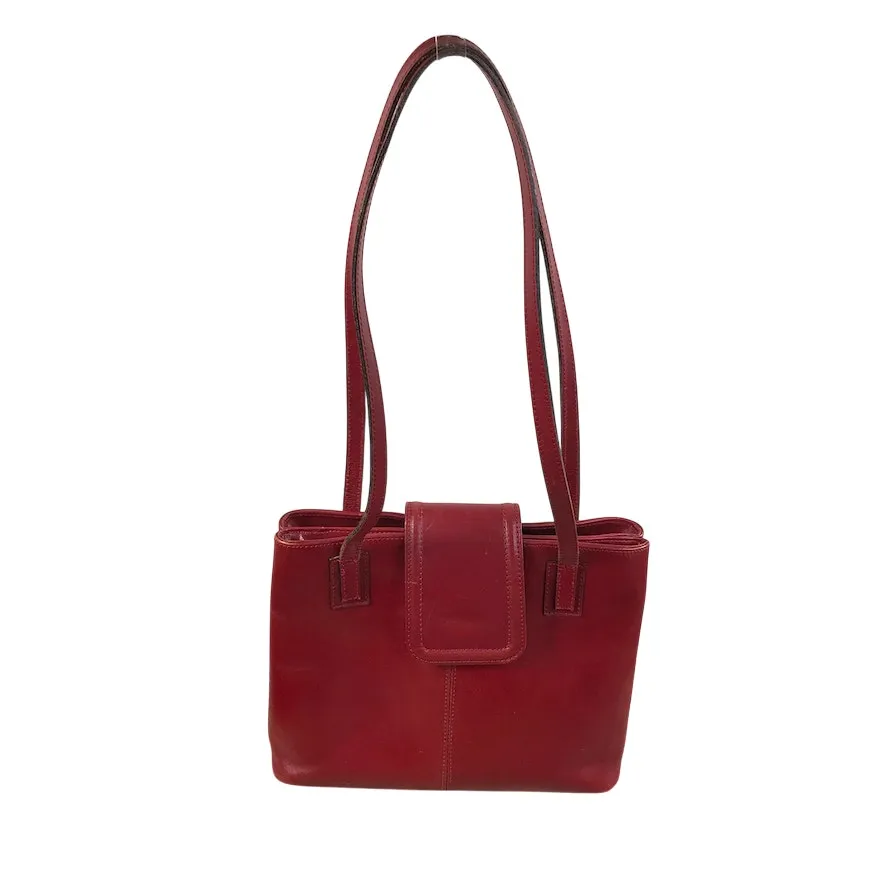 VERA PELLE Leather Shoulder Bag Tote Burgundy Classic Office Rare Made In Italy - Image 2