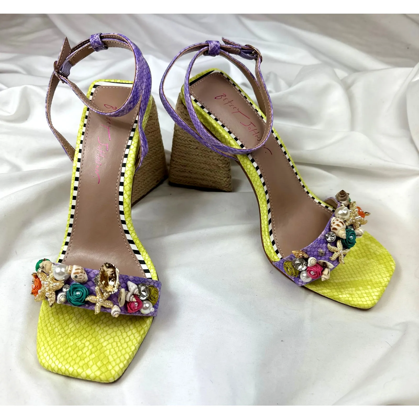 Betsey Johnson Karsyn Nautical Raffia Sandal Lime Multi 9.5 - Image 3