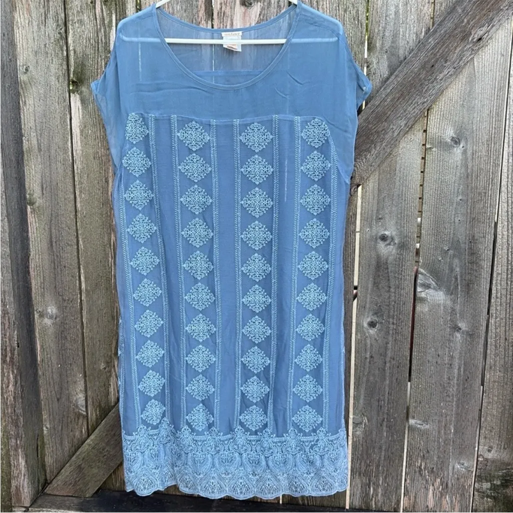 EUC Sundance Twilight Embroidered
Chiffon Shift Dress Size Large - Image 2