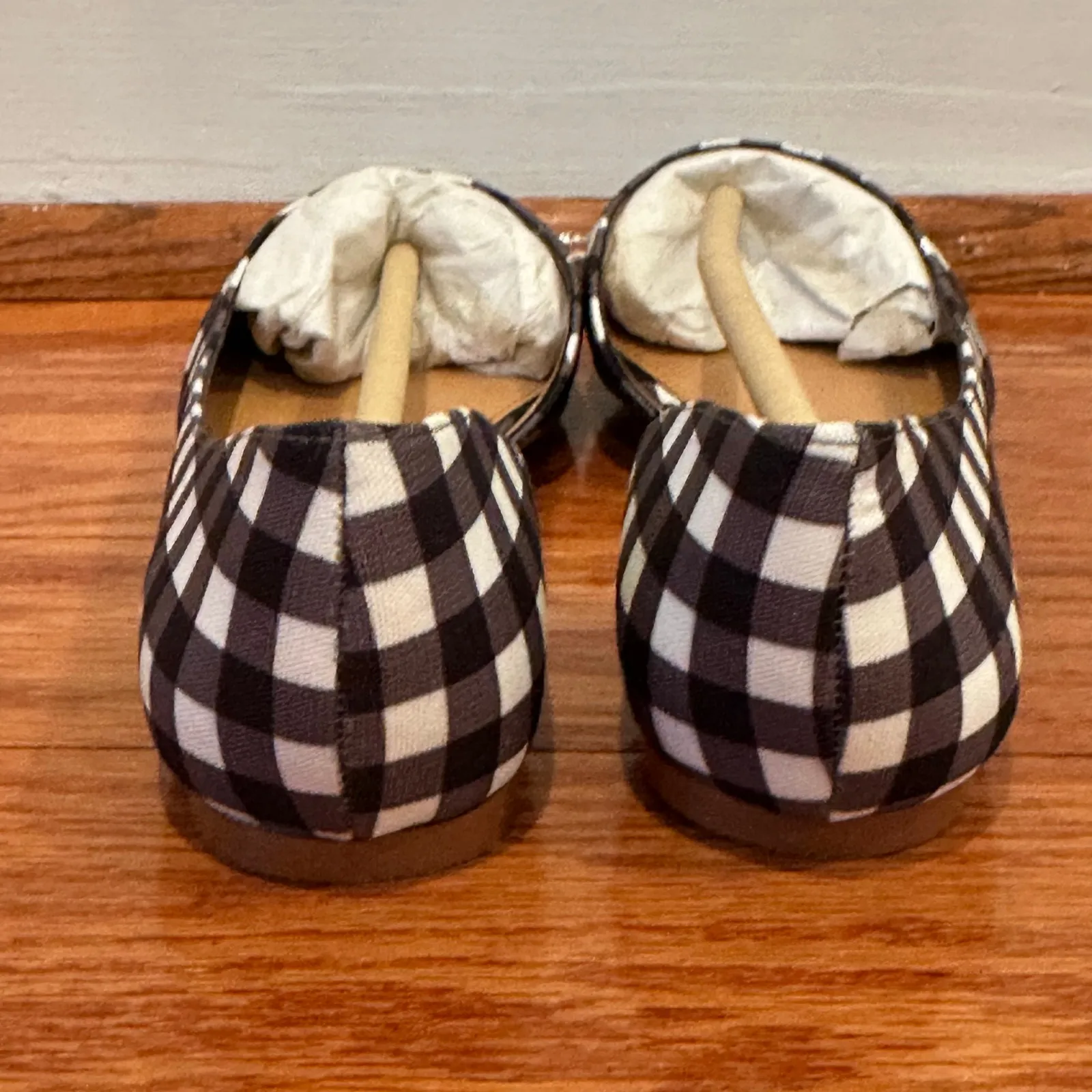 New J. Crew Black Gingham Print D'Orsay Flats sz 7 - Image 4