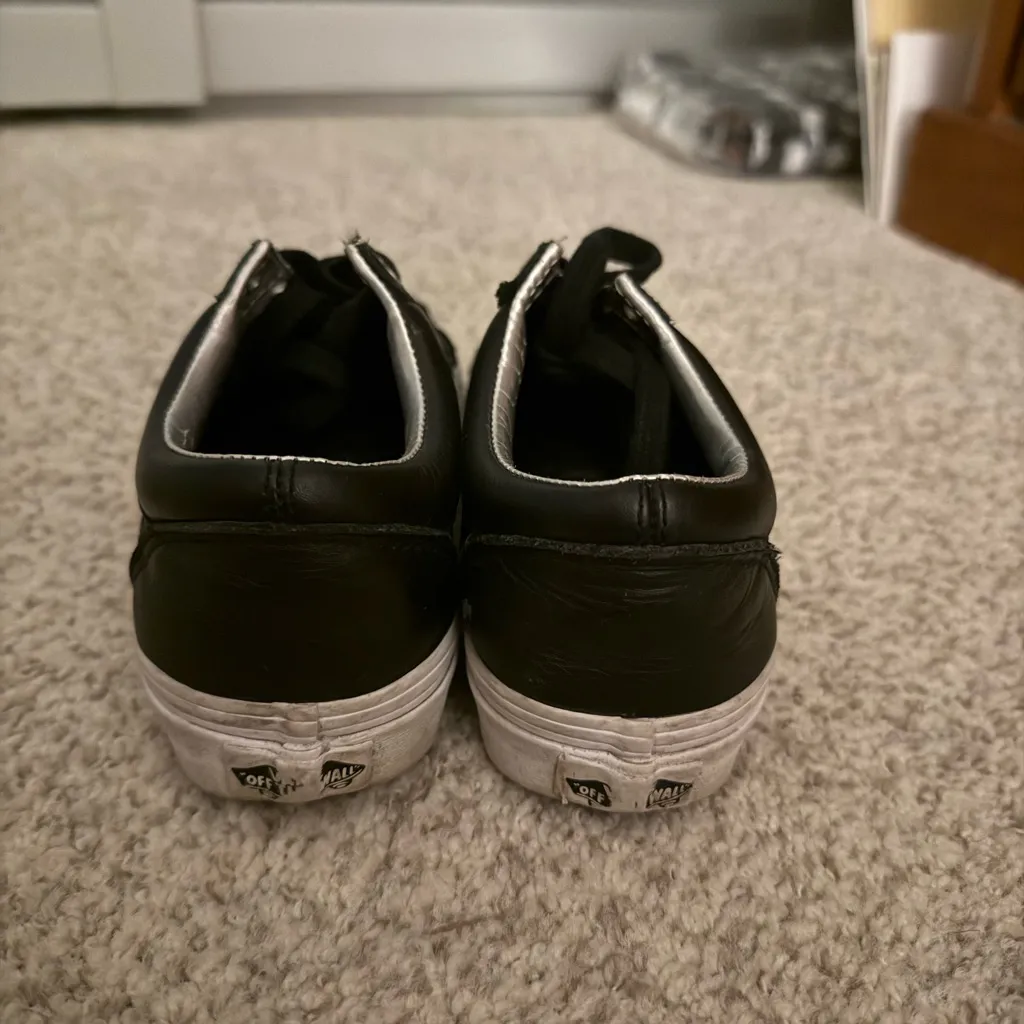 Black Leather Vans Sneakers - Image 3