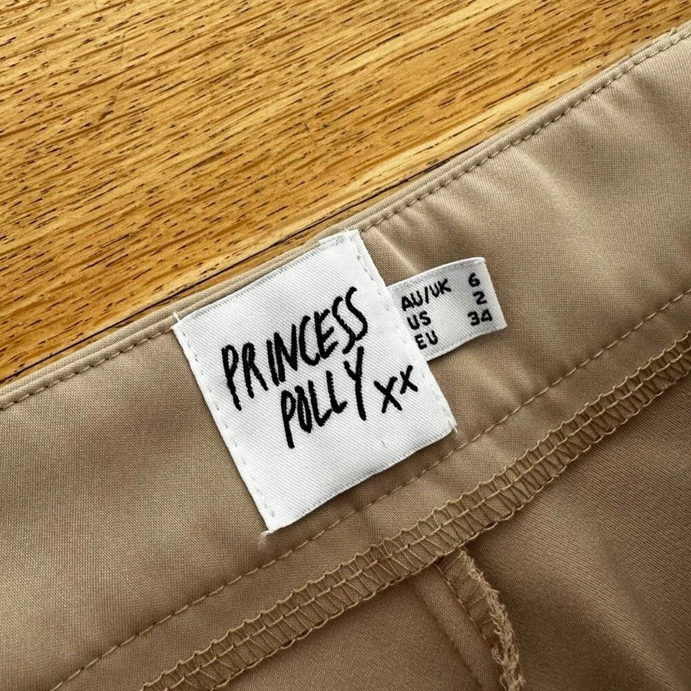 Princess Polly - High Waist Wide Leg Pants in Beige - Image 3