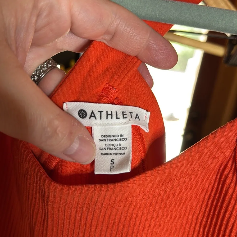 Athleta Horizon Orange Ribbed Crop Tank Top Size Small - Image 4