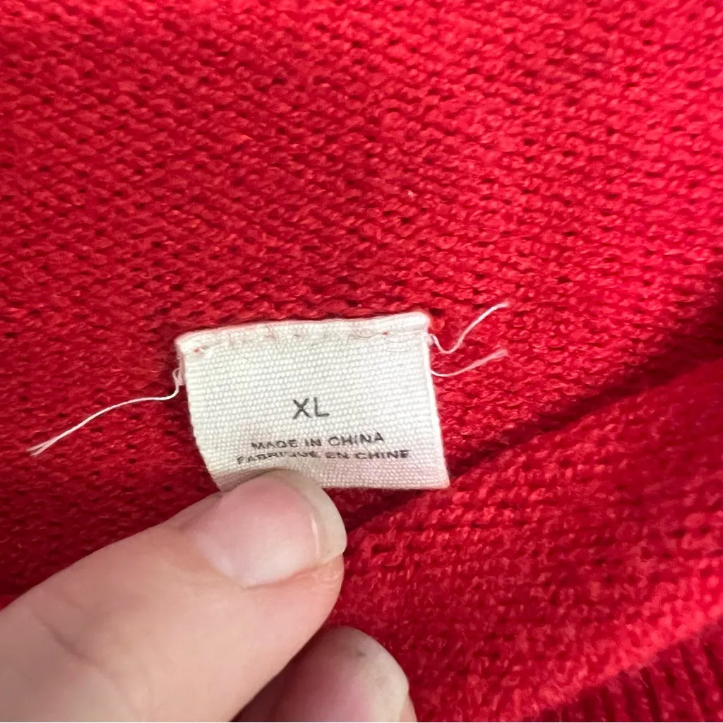 Moth Anthropologie Roll Neck Oversized Slouchy Sweater Red Mock Tunic Sz XL Knit - Image 8