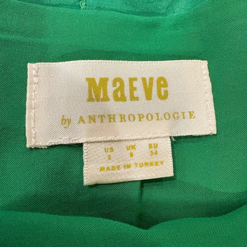 Anthropologie Maeve Asymmetrical Sateen Skirt sz 2 kelly green - Image 6