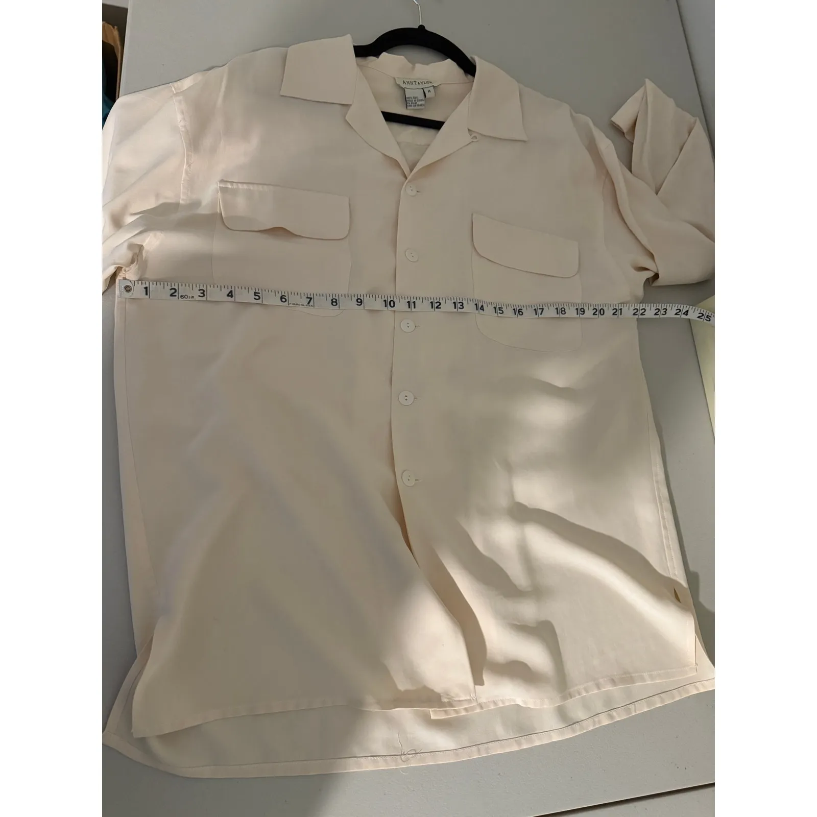 Vtg Vintage 90s Ann Taylor 100% Silk Cream Neutral Button-Up Shirt Top Blouse M - Image 4