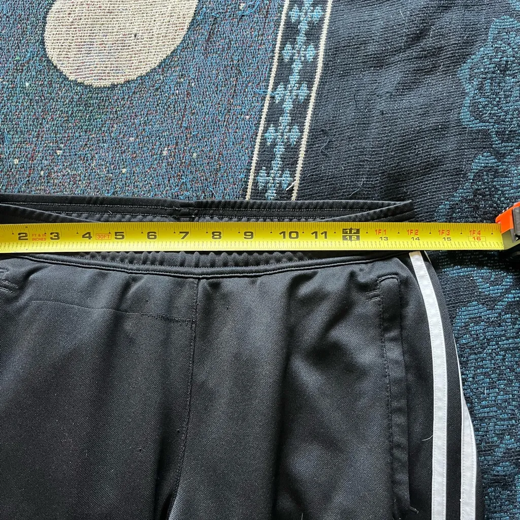 Adidas Black and White Track Pants with Tapered Fit Joggers SZ S Y2K Classic - Image 12