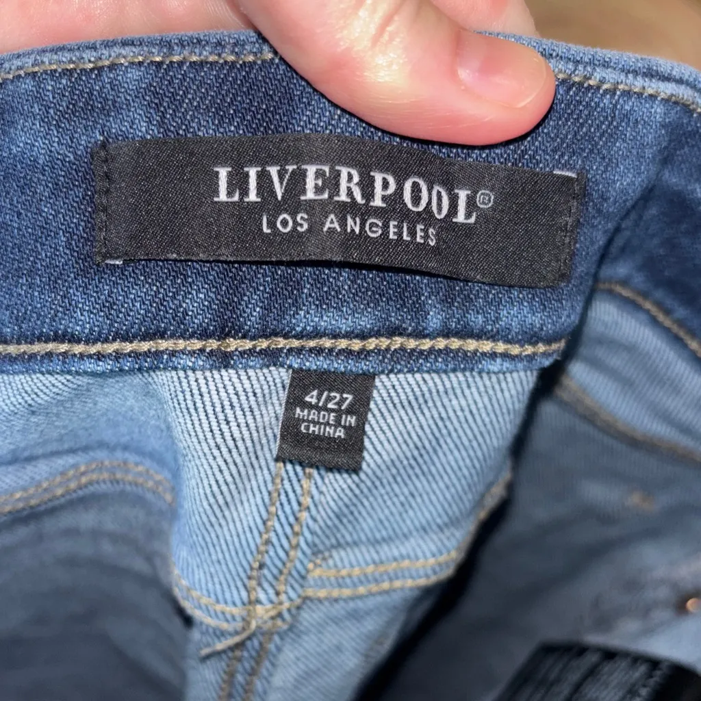 Liverpool High Rise Cropped Pull On Classic Blue Jeans - Image 3