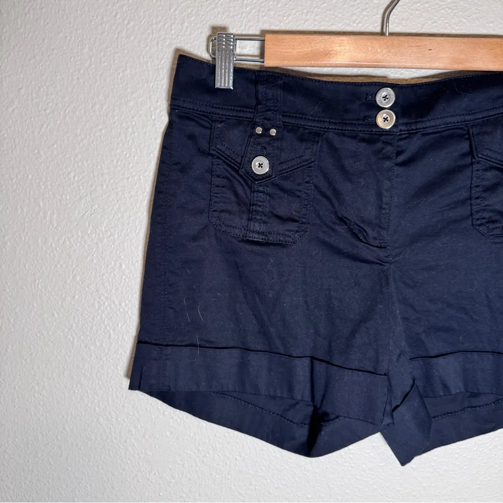 White House Black Market Navy Blue Dressy Shorts Womens 10 Chino Preppy Academia - Image 8