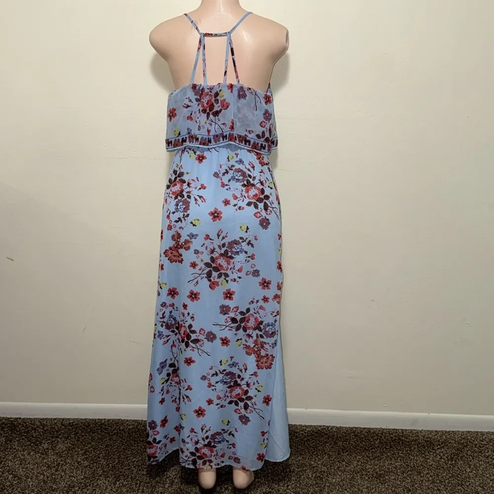 Vera Wang Princess| Blue Floral Maxi Dress woman size MEDIUM - Image 7