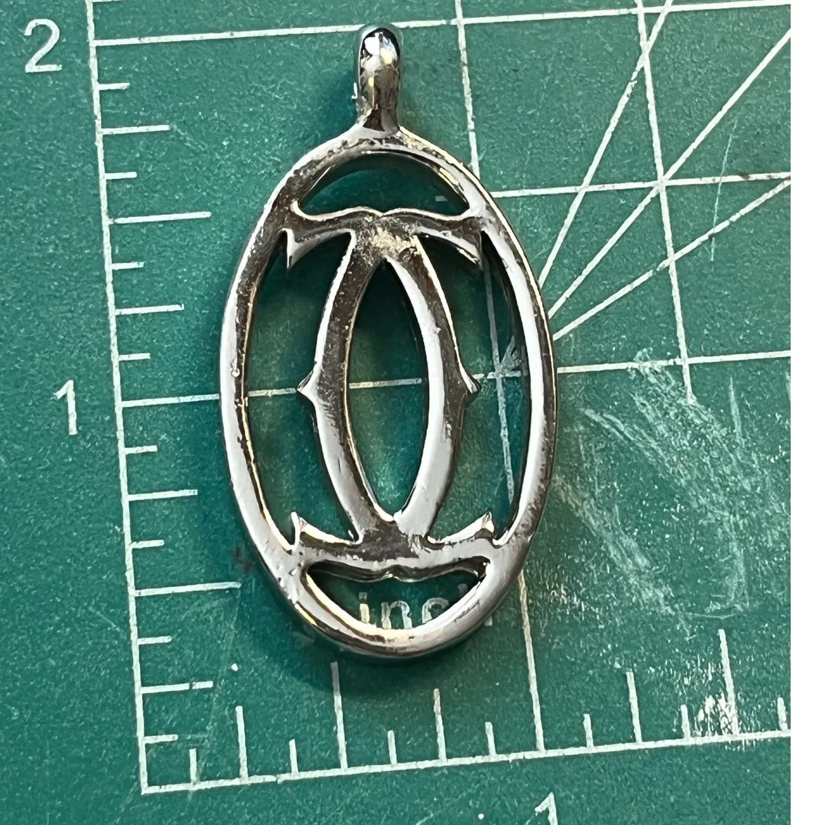 Cartier 2C Logo Pendant Charm Silver Tone Necklace Top Vintage Unisex - Image 4