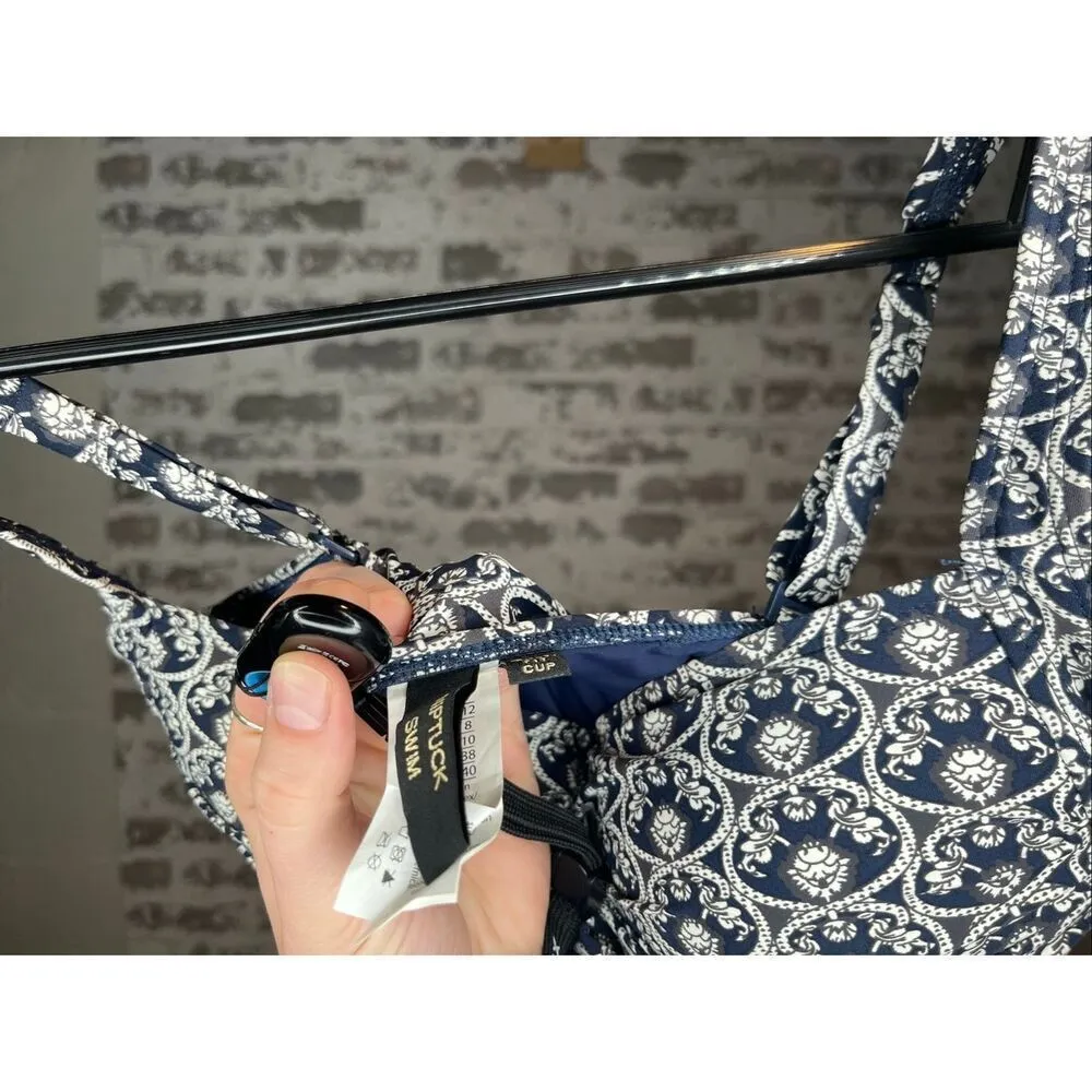 Nip tuck swim | navy blue patterns one piece swim suit Size 8 - Image 6